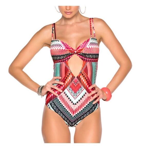 Becca by Rebecca Virtue Tribal One Piece Swimsuit - Picture 1 of 6